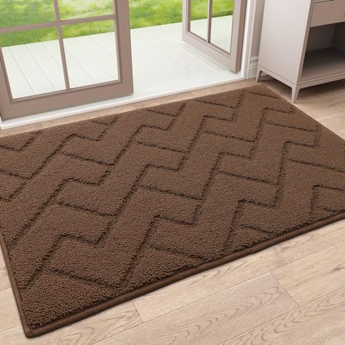 OLANLY 32x20 Indoor Door Mat - Traps Dirt and Moisture, Non-Slip Rubber Backing Doormat, Easy to Clean and Washable, Low-Profile Design for Entryways, Coffee - color: Coffee, size: 32" x 20"