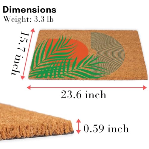Coir Doormat, Mid Century Modern Tropical Abstract Art, Geometric, 15.7" x 23.6", Brown - color: Mid Century Tropical Abstract Art and Geometric