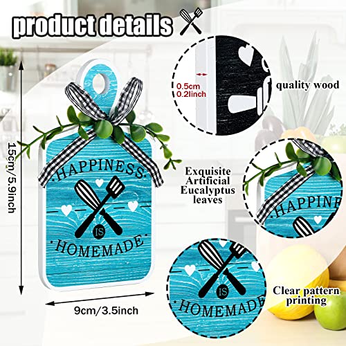 4 Pcs Wooden Kitchen Sign Rustic Kitchen Wall Decor | 3.5 x 5.9 Inch, Farmhouse Cutting Board Eat Sign Decor, Wood Wall Art Hanging Plaques for Home Dining Living Room Cafe