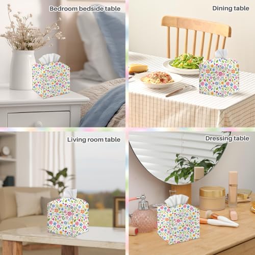 Floral Tissue Box Cover, Tissue Box Holder for Home, Bathroom, 5x5IN - color: Flower 373