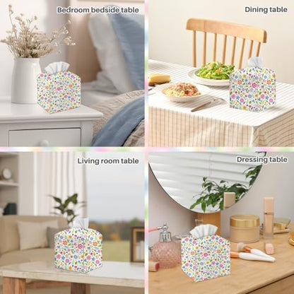 Floral Tissue Box Cover, Tissue Box Holder for Home, Bathroom, 5x5IN - color: Flower 373