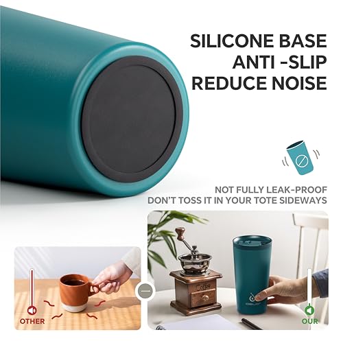 Ideus 17 oz Travel Coffee Mug, Double Wall Vacuum Stainless Steel Insulated Coffee Tumbler With Lid, Splash-Proof & Cup Holder Friendly, Keeps Drinks Hot/Cold, Dishwasher Safe, Peacock Blue - color: Teal Blue