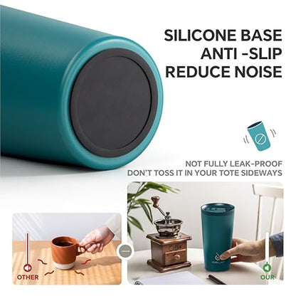Ideus 17 oz Travel Coffee Mug, Double Wall Vacuum Stainless Steel Insulated Coffee Tumbler With Lid, Splash-Proof & Cup Holder Friendly, Keeps Drinks Hot/Cold, Dishwasher Safe, Peacock Blue - color: Teal Blue