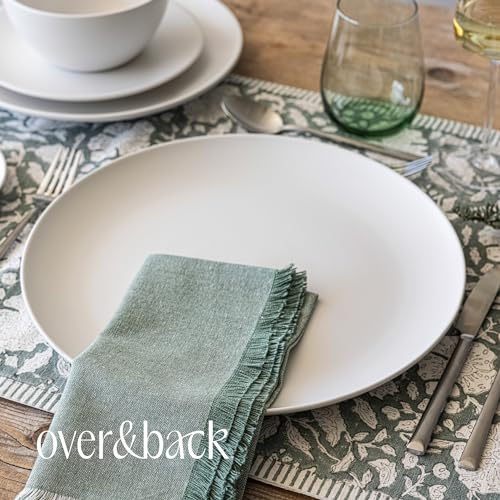 over&back Coupe Stoneware Serving Platter - Elegant 1-Piece Round Serving Platter to Complete Your Kitchen Set - 13.1" x 13.1" - Semi-Matte White - color: White, size: Round Platter