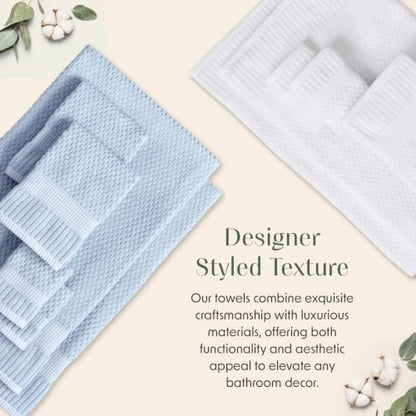 100% Cotton 6 Piece Bath Towel Set | Blue Towels | Oeko‑TEX Standard 100 | Soft & Absorbent, Quick‑Dry | Trinity Collection - Chambray Blue - color: Chambray Blue, size: 6 Piece Set