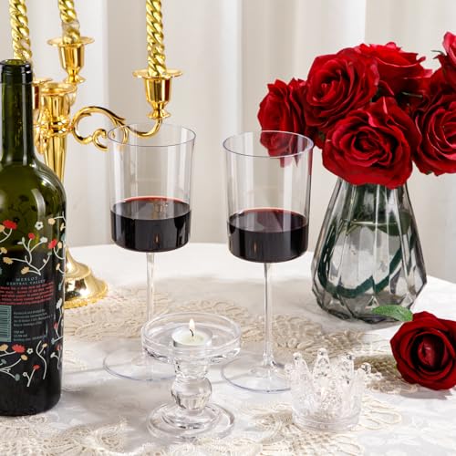 Ciaell 12 Pack Clear Plastic Wine Glasses - 14Oz Plastic Wine Glasses with Stem - Disposable Stemmed Wine Glass for Parties & Weddings & Outdoor | 14 oz Clear Stemmed Cups, Heavy Duty Plastic, Wine Champagne Cocktails Margaritas for Parties Birthdays Anni