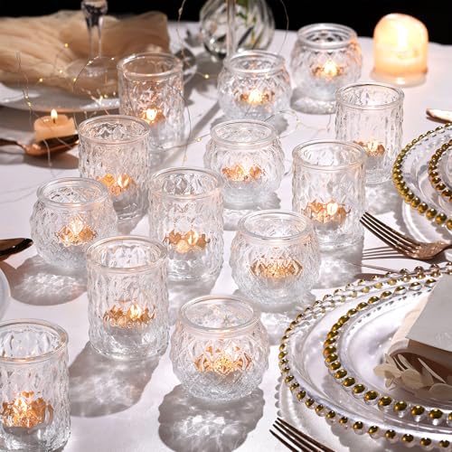 NITIME 36Pcs Votive Candle Holders, Clear Tea Light Holders for Wedding | Tea Light Candle Holders, For Wedding Centerpiece, Glass Candle Holder for Table Centerpiece, Home and Party Decorations - color: Clear