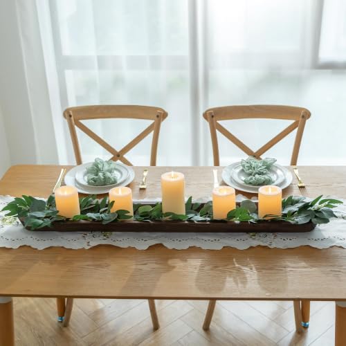 Hanobe 39" Large Wood Decorative Dough Bowl for Dining Table Centerpiece | Extra Long Brown, Farmhouse Style, Wooden Catch All Key Tray for Kitchen Counter, Coffee Table, Entryway Decor