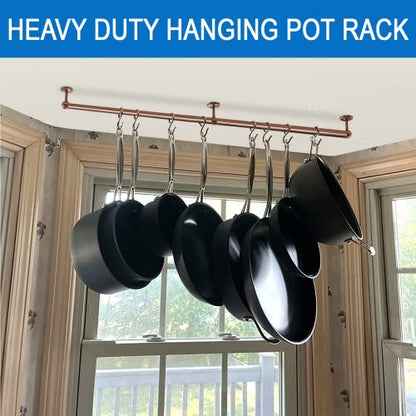 ROTHLEY 39.4 Inch Stainless Steel Wall Mounted Hanging Pot and Pan Rack with Adjustable S Hooks, Antique Copper - color: Antique Copper, size: 39.4 inch