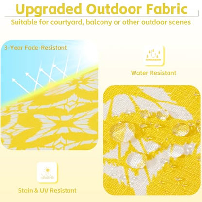 COZYVIDA Outdoor Chair Cushions Set of 4, 20"x20" Square Seat Pads with Tie Straps and YKK Zippers, 35D High-Density Foam, Water-Resistant Fabric,UV-Resistant 1000+ Hrs - color: Print 017
