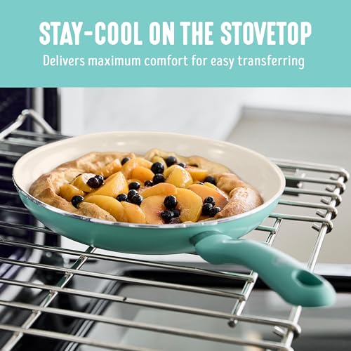 GreenLife 16 Piece Ceramic Nonstick Pots & Pans Cookware Set, Turquoise | PFAS-Free Ceramic Nonstick, Stockpot, Frying Pans, Saucepans, Sauté Pan, Stay-Cool Handles, Dishwasher & Oven Safe up to 350F - color: Mint Green, style: Soft Grip
