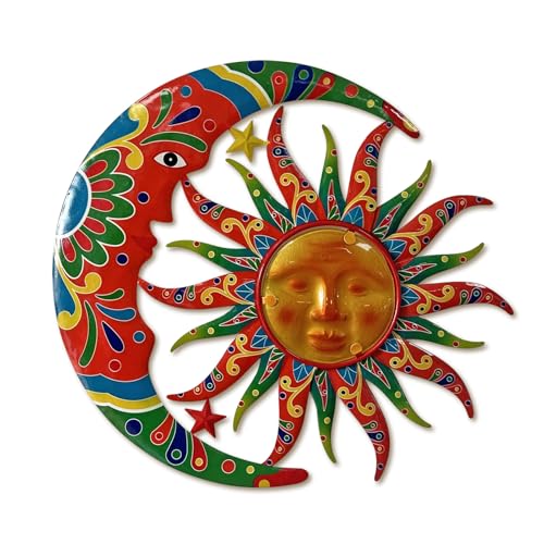 Limygus Colorful Metal Sun Moon Stars Wall Art, Indoor Outdoor Decor for Patio Garden Bedroom - color: Multicolor