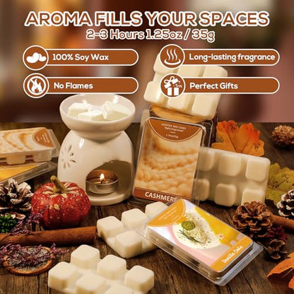 SCENTORINI Wax Melts, Scented Wax Cubes for Warmer, Fall Scents 8 Pack | 4 Cashmere & 4 Vanilla Cake Soy Wax Melts, Home Fragrances New Year, Valentine's Day Gifts Set for Family, Lovers - size: 4 Cashmere & 4 Vanilla Cake