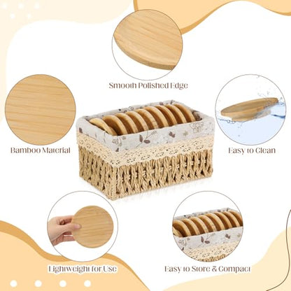 Zhehao 9 Pcs 4'' Wine Glass Charcuterie Toppers with Wicker Basket, Mini Charcuterie Board Wine Appetizer Plates for Mother Women Housewarming Gift Set for Kitchen, Coffee Bar, Restaurants