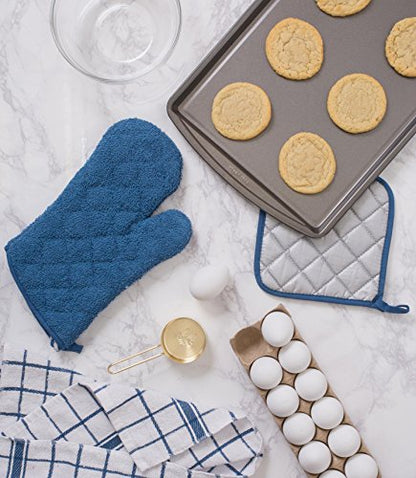 DII Basic Terry Collection 100% Cotton Quilted, Oven Mitt, Blue, 2 Piece - color: Blue, size: Oven Mitt