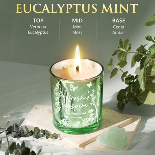 Scented Candles for Women, 3 Pack Soy Wax Candle Gift Sets for Home Scented | Holiday Votive Candle Gifts Set, Christmas Birthday Gifts for Women Mom Friend - Eucalyptus Mint/Bergamot Jasmin/Sage Citrus - color: Silver, Sage Green, Blue