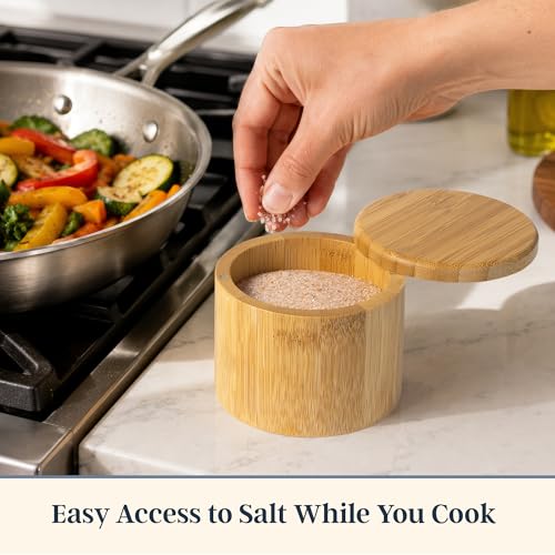 Totally Bamboo Salt Cellar with Swivel Lid, Salt Container for Countertop | Easy-open magnetic lid for one-hand use while cooking. 6 oz salt box for favorite salts, seasonings, or herbs. - style: Original Salt Box