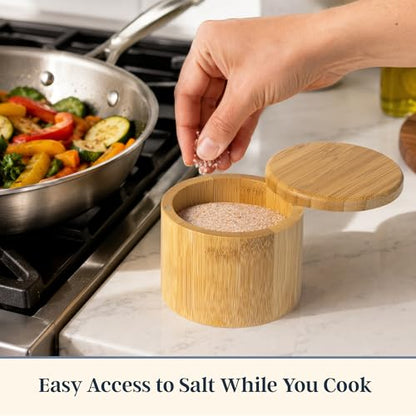 Totally Bamboo Salt Cellar with Swivel Lid, Salt Container for Countertop | Easy-open magnetic lid for one-hand use while cooking. 6 oz salt box for favorite salts, seasonings, or herbs. - style: Original Salt Box