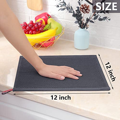 Homaxy 100% Cotton Waffle Weave Kitchen Dish Cloths 6-Pack, Dark Grey | 12 x 12 Inches, Ultra Soft Absorbent Dish Towels, Quick Drying Dish Rags with Hanging Loop - color: Dark Grey, size: 12 X 12 - 6 Pack