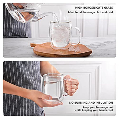 CNGLASS Large Double Wall Glass Coffee Mug 15.2oz,Clear Insulated Glass Espresso Cup with Big Handle,set of 1 - color: 15.2oz(1-pack)