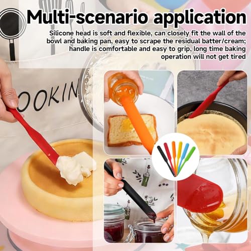 6Pcs Silicone Jar Spatulas, Cake Cream Spatulas Set, Non-Stick Heat Resistant Mixing Butter Spatulas Baking Scrapers for Jars Blenders Cooking Stirring - color: 6PCS Mix, size: 24X2.5X0.5CM