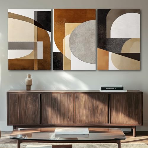 Wivsev Neutral Abstract Wall Art,Black and Beige Canvas Wall Art,Modern Brown Wall Decor,Minimalist Abstract Painting for Bedroom,Living Room,Office (24" x 36" x 3 pcs) - size: 24" x 36" x 3 pcs