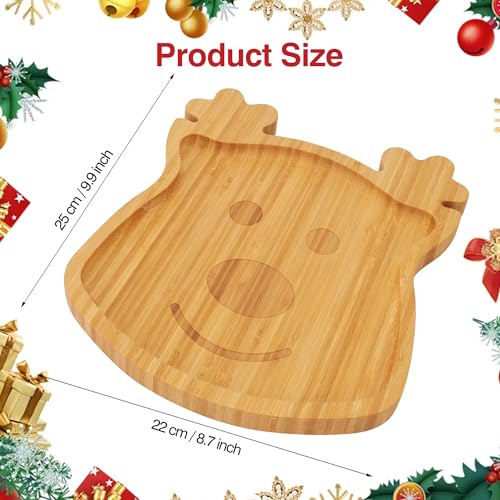 WILLKOMMEN Christmas Serving Tray, Bamboo Reindeer Shaped Serving Platter, Charcuterie Board Serving Dishes 10" x 9" for Party Cookie Fruit Tray Cheese Board Plate - color: Christmas Reindeer Shaped