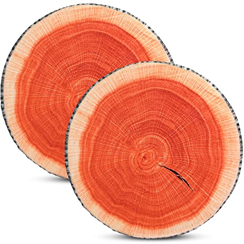 2 Pcs Round Throw Pillow Decorative Wood Slice Floor Cushion,Vintage | 3D Digital Printing, Forest Decor, Soft Circle Pillow, Cute Stump Camping, Memory Foam for Classroom, Home, Chair, Bedroom - color: Vintage
