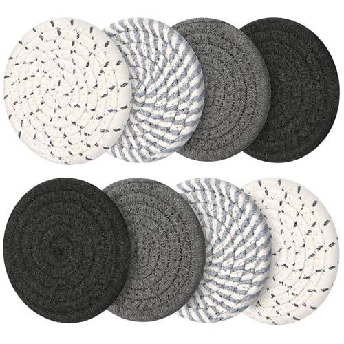 Coasters Set of 8, Absorbent Coasters for Drinks, Living Room Decor, Coffee Table Decor, Bar Accessories for The Home Bar Set (Grey Without Holder) - color: Grey Without Holder