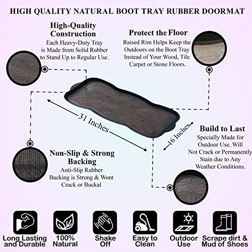 A1 Home Collections Heavy Duty Flexible 16 in. x 31 in. 100% Rubber Boot Mat. Multi-Purpose for Shoes, Garden - Mudroom, Entryway, Garage etc., Black/Copper - style: Geometric Bronze