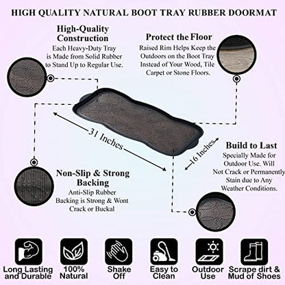 A1 Home Collections Heavy Duty Flexible 16 in. x 31 in. 100% Rubber Boot Mat. Multi-Purpose for Shoes, Garden - Mudroom, Entryway, Garage etc., Black/Copper - style: Geometric Bronze