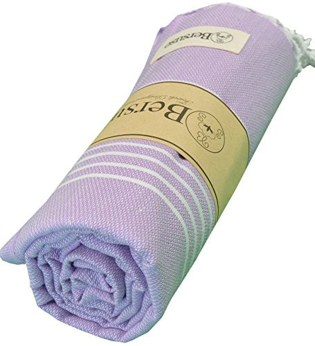 Bersuse Towels Anatolia XL Beach Blanket Throw Blanket Turkish Towel 100% Cotton Extra-Large Quick-Dry Lightweight Premium Peshtemal Towel - 61x82 Inches, Lilac - color: Lilac