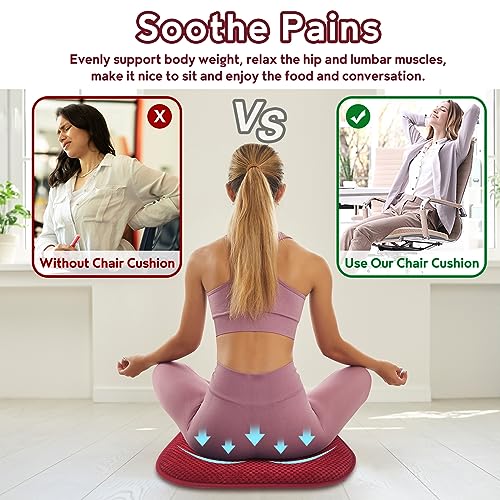 Kitchen Chair Cushions for Dining Chairs Red Non-Slip Seat Pads | 17x15 U Shaped Outdoor Patio Chair Cushions Washable Soft Thick Memory Foam Large Office Metal Wooden Chair Pads - color: Burgundy Red