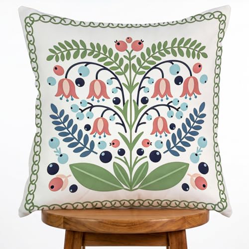 Floral Pillow Cover, Spring Summer Floral Double Sided Printed Throw Pillow Covers Home Decor, Pillowcase Cushion Cover for Bedroom Sofa Farmhouse Living Room, 18x18Inch (Pink Flower) - color: Pink Flower