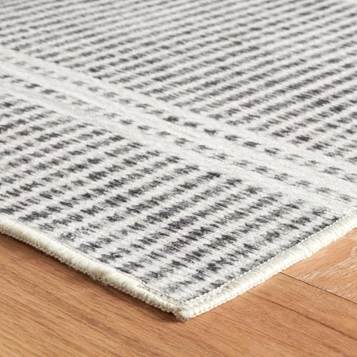 Dash & Albert Malta Grey Striped Washable Rug, 3'x5' - color: Grey, size: 3' x 5' (Rectangular)