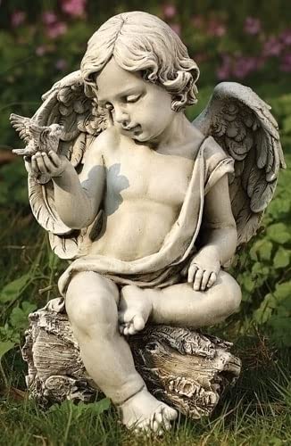 Joseph's Studio by Roman, 12" H Cherub with Dove Garden Statue, Outdoor Decor, Garden Accents,