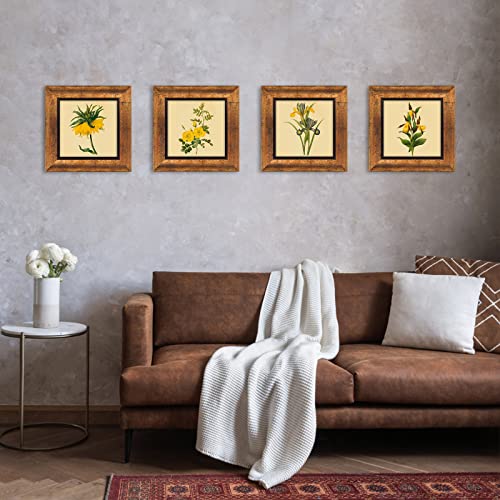 XUANLUO 5x5 Picture Frames Set of 4 Rustic Retro Photo Frame with HD Plastic Cover for Wall Mount and Tabletop Display Family Friends Wedding Gift - color: Gold-4pcs, size: 5 x 5 inch