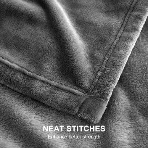 Hansleep Throw Grey Fleece Blanket, Soft Flannel Bed Blanket | Fuzzy Cozy Blanket 50x60 Inches, Multi-use for Bed, Sofa, Couch, Travel, Camping, All Season Warm Lightweight Cover - color: Grey, size: Throw (50x60 Inches)
