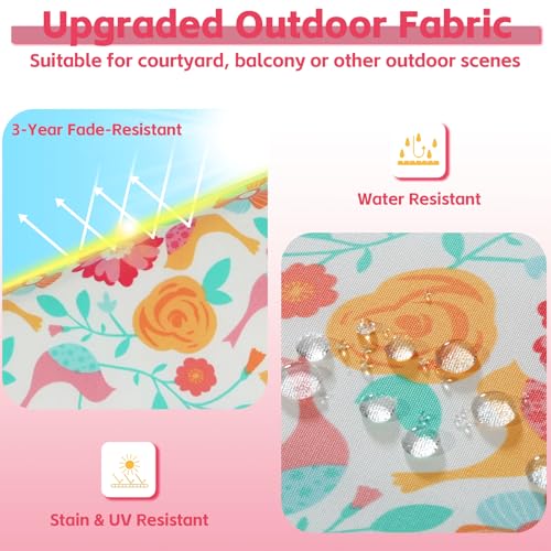 COZYVIDA Outdoor Chair Cushions Set of 4, 20"x20" Square Seat Pads with Tie Straps and YKK Zippers, 35D High-Density Foam, Water-Resistant Fabric,UV-Resistant 1000+ Hrs - color: Print 027