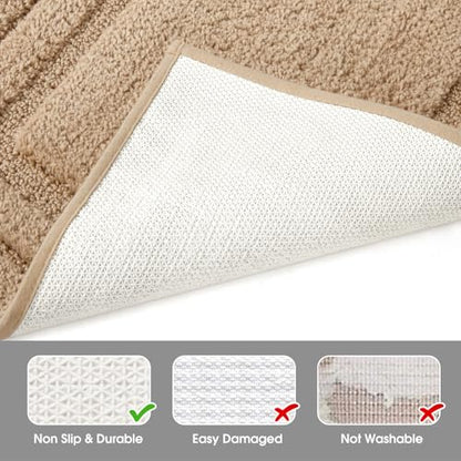 HOMEIDEAS Bathroom Rugs Sets 2 Piece, Super Soft and Absorbent Non Slip Microfiber U-Shaped Toilet Bath Mat Set (20"x32"+U20 x24, Khaki) - color: Khaki, size: 1'8" x 2'8" (20"x32"+U Shape 20"x24")