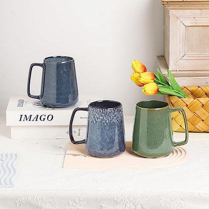 Large Ceramics Coffee Mugs,24 OZ,Large Handle Design,Extra Large Tea and Coffee Cup for Office and Home，Microwave And Dishwasher Safe(Color:24 oz blue) - color: 24 oz blue