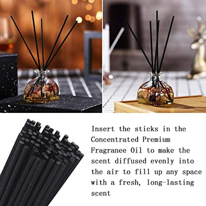 100PCS Reed Diffuser,7 Inch Aromatherapy Diffuser Black Fiber Sticks-Black Reed Diffuser Sticks for Home Office Spa and Bedroom - color: Black