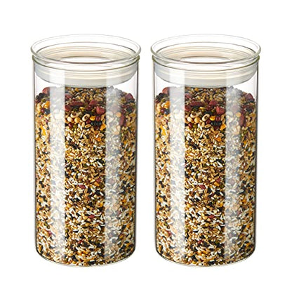ZENS 74oz Glass Canisters with Airtight Lid, 2 Large Storage Containers | Thick Borosilicate Glass Jars with Airtight Lid, Wide Mouth Food Storage Jars for Kithen Pantry Baking Flour, Rice - size: 9.2-74oz 2Pack
