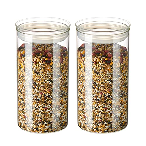 ZENS 74oz Glass Canisters with Airtight Lid, 2 Large Storage Containers | Thick Borosilicate Glass Jars with Airtight Lid, Wide Mouth Food Storage Jars for Kithen Pantry Baking Flour, Rice - size: 9.2-74oz 2Pack