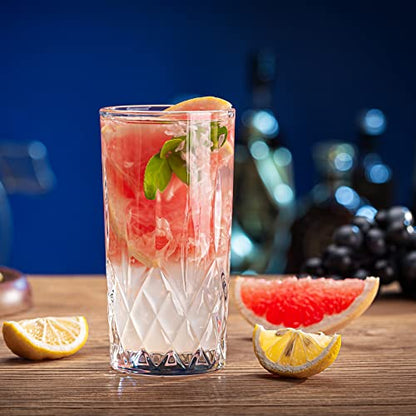 Crystal Highball Glasses, Set of 8 Glass Drinking Glasses, 11 oz Durable Drinkware Cups for Cocktails, Water, Juice, Beer, Wine-Special Edition Glassware Set, Dishware, Dishwasher Safe - style: Diamond Style