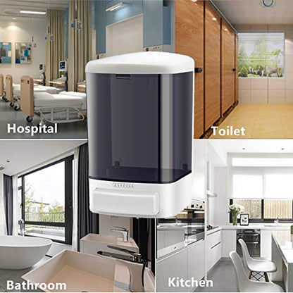 Manual Soap Dispenser Kitchen Bathroom 33.8oz/1000ml Wall Mounted Hand Commercial Soap Dispenser for Liquid Containers Shampoo Gel Chamber Plastic (Black) - size: 1 pack (Manual 1000ml/33oz)