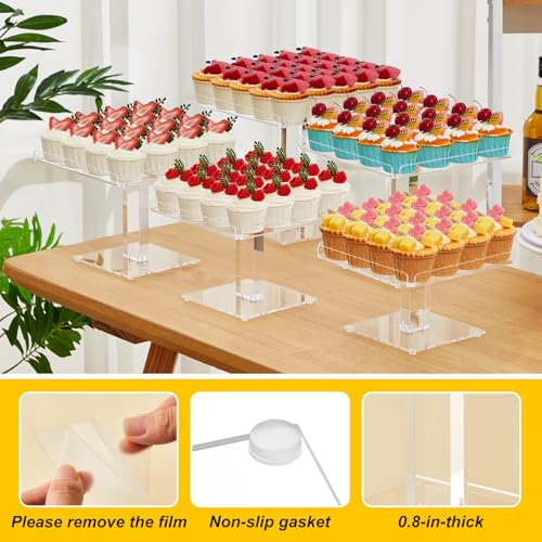 Ripeng 5 Tiered Dessert Table Display Set Buffet Riser Clear Acrylic Dessert Cupcake Stand Riser Bulk 5 Size Party Stand Food Treat Cookie Platter Pastry Serving Tray(8, 8.5, 9, 9.5, 10 Inch) - size: 8, 8.5, 9, 9.5, 10 Inch