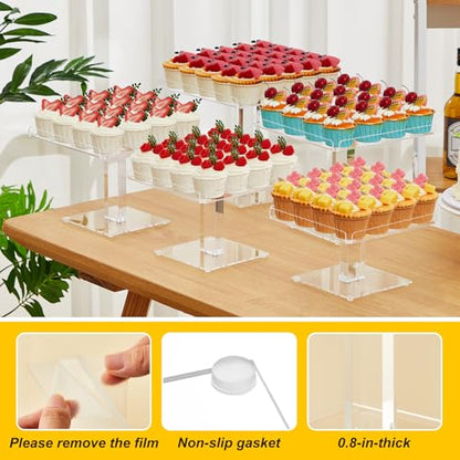 Ripeng 5 Tiered Dessert Table Display Set Buffet Riser Clear Acrylic Dessert Cupcake Stand Riser Bulk 5 Size Party Stand Food Treat Cookie Platter Pastry Serving Tray(8, 8.5, 9, 9.5, 10 Inch) - size: 8, 8.5, 9, 9.5, 10 Inch