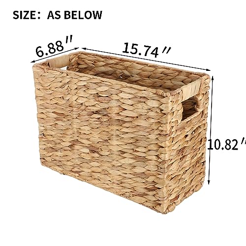 YAHUAN Natural Water Hyacinth Storage Basket with Built-in Handles Stair Basket Magazine Basket Large Wicker Baskets for storage Home Organizing Laundry (Water Hyacinth)