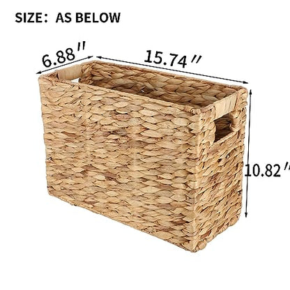 YAHUAN Natural Water Hyacinth Storage Basket with Built-in Handles Stair Basket Magazine Basket Large Wicker Baskets for storage Home Organizing Laundry (Water Hyacinth)